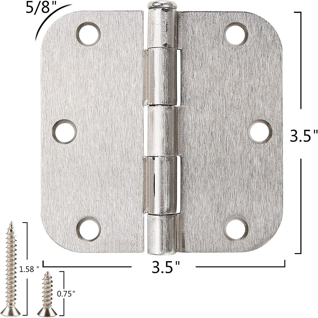 Warwick 3 Inch Butt Door Hinges - 5/8 Radius - Bronze, Brass, Or Satin Nickel - 3 Or 15 Pack