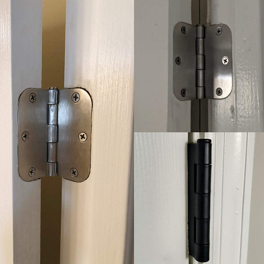 3 ½"x 3 ½" Brushed Nickel Door Hinges with 5/8” Radius Corners