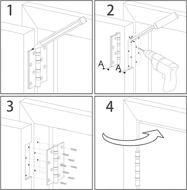 3 ½"x 3 ½" Brushed Nickel Door Hinges with 5/8” Radius Corners