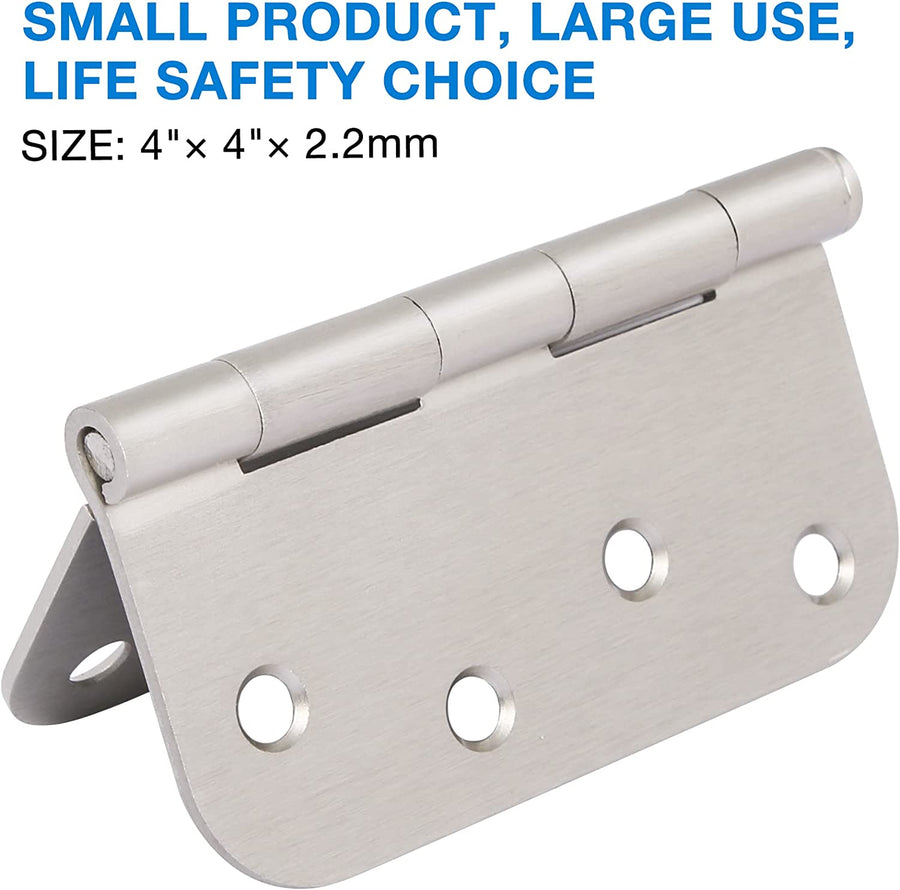 4" x 4" Ball-Bearing 5/8 Radius Satin Nickel Full Mortise Exterior Door Hinges