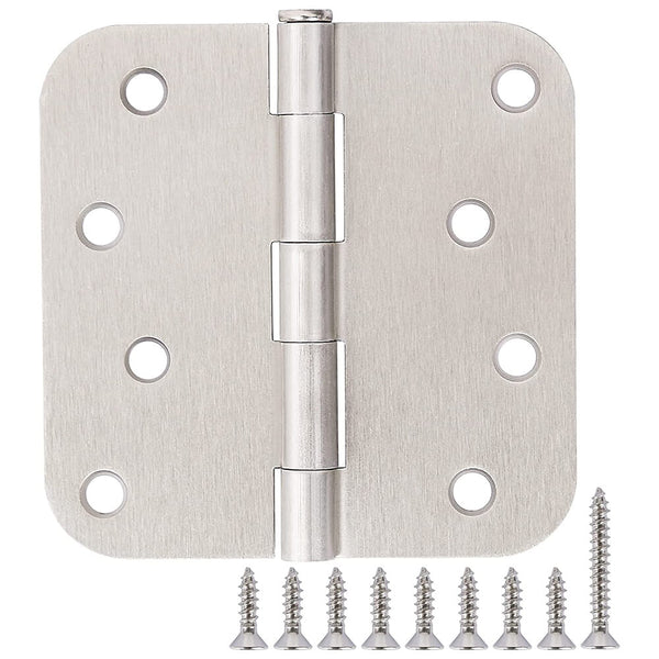 4" x 4" Ball-Bearing 5/8 Radius Satin Nickel Full Mortise Exterior Door Hinges