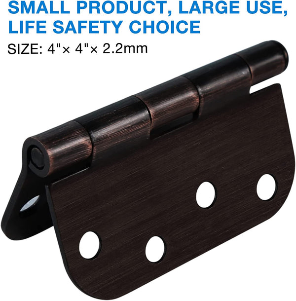 4" x 4" Ball-Bearing Standard Round Corners Oil Rubbed Bronze Mortise Exterior Door Hinges