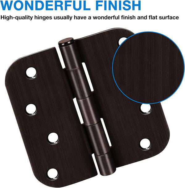 4" x 4" Ball-Bearing Standard Round Corners Oil Rubbed Bronze Mortise Exterior Door Hinges