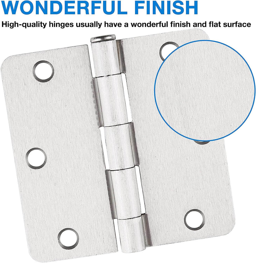 3.5 Inch Brushed Nickel  Door Hinges - Ball-Bearing, 1/4R